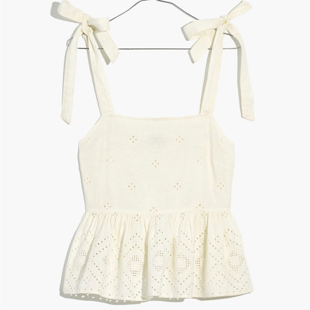 Madewell Rosalie Tie-Strap Top in Geo Eyelet NWT Medium